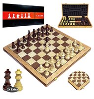 Schaaken en dammen 2in1 pakket - Opklapbaar - 43x43 cm - Hout 