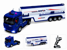 RC Tankwagen Lange Voertuig Vrachtwagen - Op afstand bestuurbare tankwagen met verlichting, geluid en afneembare tankoplegger &ndash; 55 cm XXL