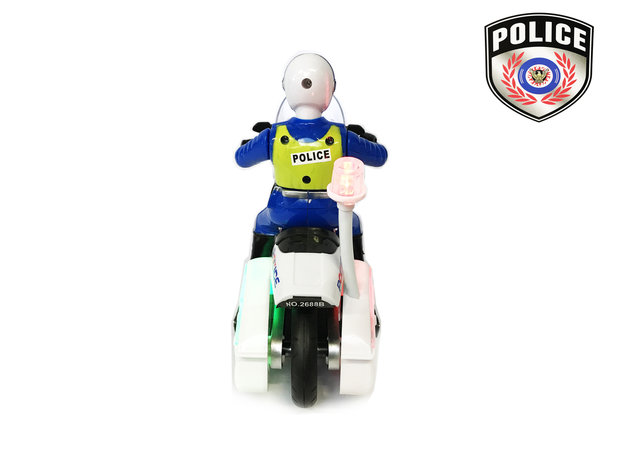 Politie motor met led flash light en politie geluiden