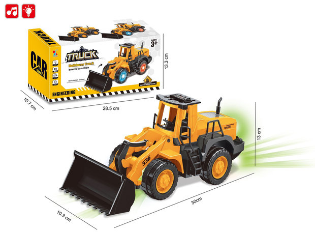 Graafmachine Bulldozer speelgoed met licht en geluid - Truck Engineering 30CM