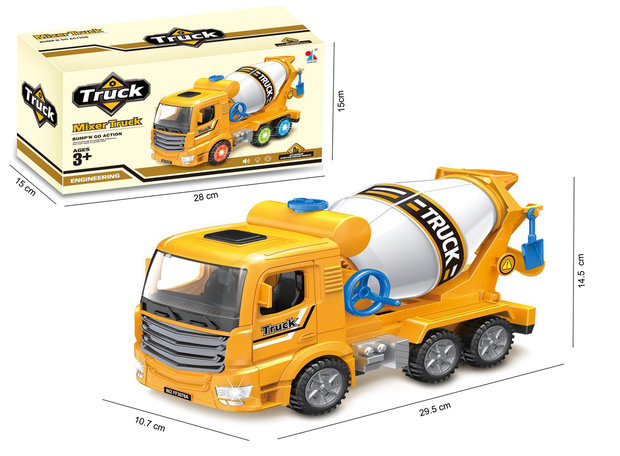 Betonmixer vrachtwagen speelgoed truck- met licht en geluid - deuren op en dicht functie - 29.5CM