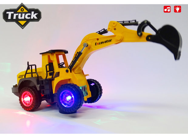 Graafmachine Truck - werkvoertuigen speelgoed - met licht en geluid (36CM)