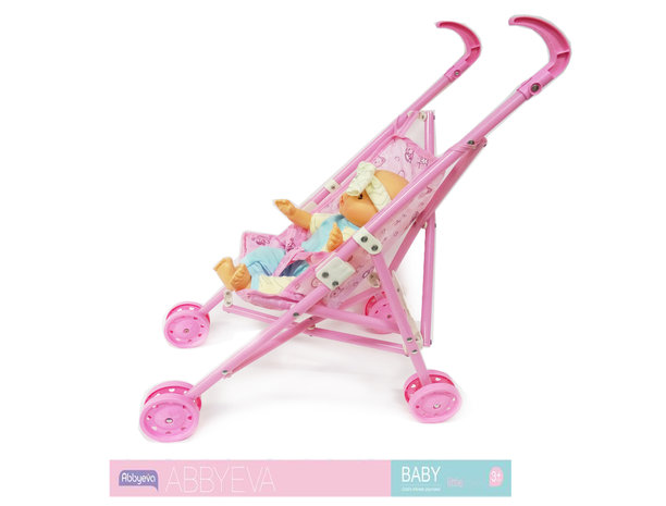 Baby pop Eva met wagen en accessoires - maakt geluid - interactief speelgoed pop