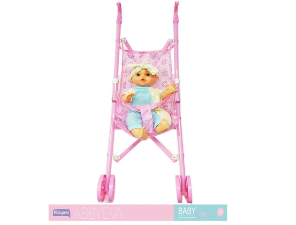 Baby pop Eva met wagen en accessoires - maakt geluid - interactief speelgoed pop