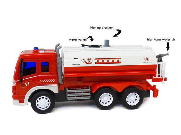 Feuerwehrauto mit Licht und Sound &ndash; mit Wasserpumpenschlauch &ndash; Stadtfeuerwehrauto (28 cm)