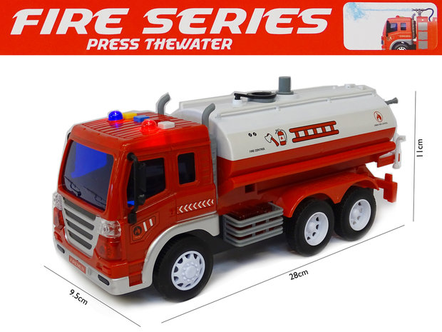 Feuerwehrauto mit Licht und Sound &ndash; mit Wasserpumpenschlauch &ndash; Stadtfeuerwehrauto (28 cm)