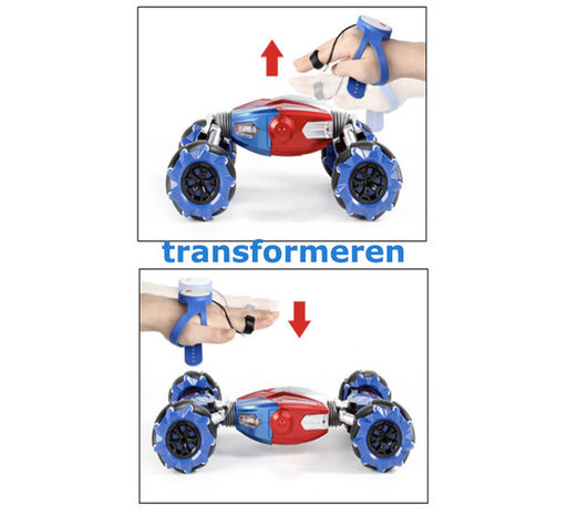 Rc Stunt Car 4WD Transformer auto met hand en Afstandsbediening bestuurbaar Twisten Off-Road Voertuig 1:10 - 2.4ghz  rood