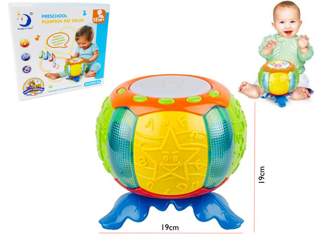 Dynamische Spielzeugtrommel mit unterschiedlicher Musik &ndash; Pumpkin Pat Drum (19 x 19 cm)