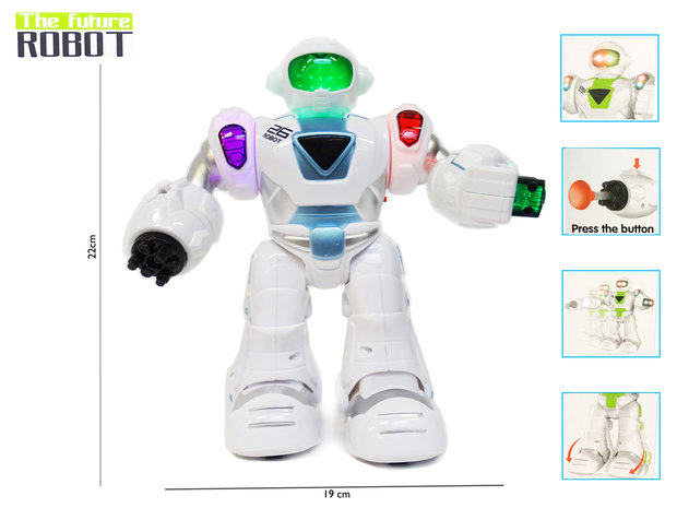 The Future Robot - speelgoed robot Super Warrior- LED licht en geluid - schiet pijltjes - 22CM