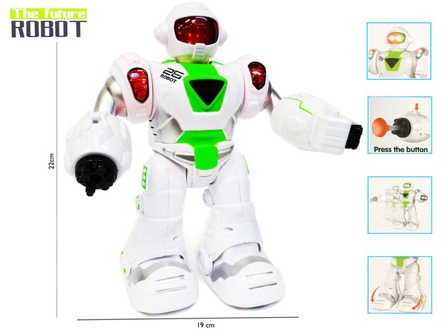 The Future Robot - speelgoed robot Super Warrior- LED licht en geluid - schiet pijltjes - 22CM