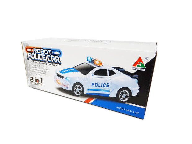 Roboter-Polizeiauto 2 in 1 Transformator LED-Licht und Ton 22CM.