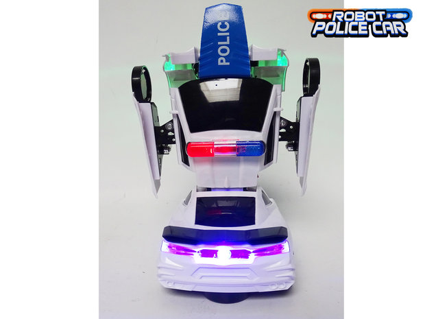 Robot Police auto 2 in 1 transformer led licht en geluid 22CM .