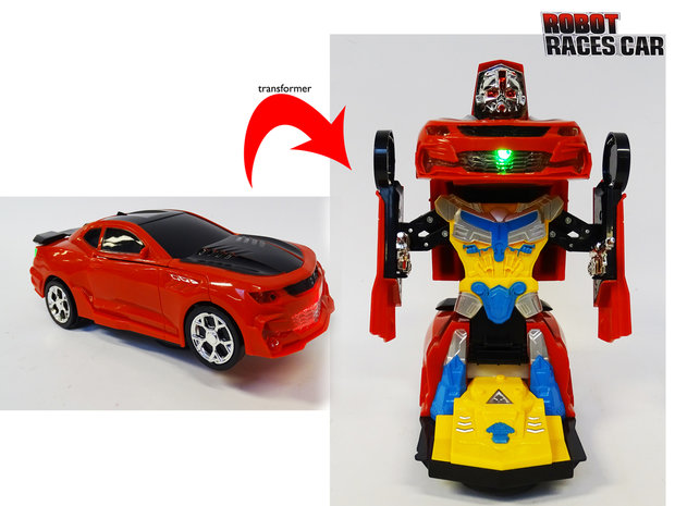 Transformer - Robot Race car - robot en auto 2in1 - met geluid en Led lichten - 20CM