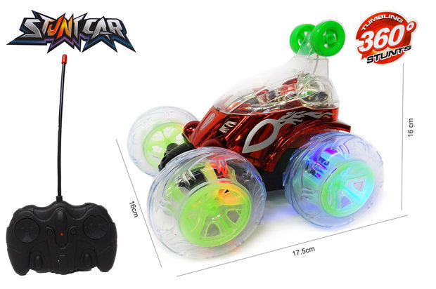 Rc stunt car - Acrobatische afstand bestuurbaar auto met 360&ordm; draaiende wielen - Oplaadbaar 17.5CM