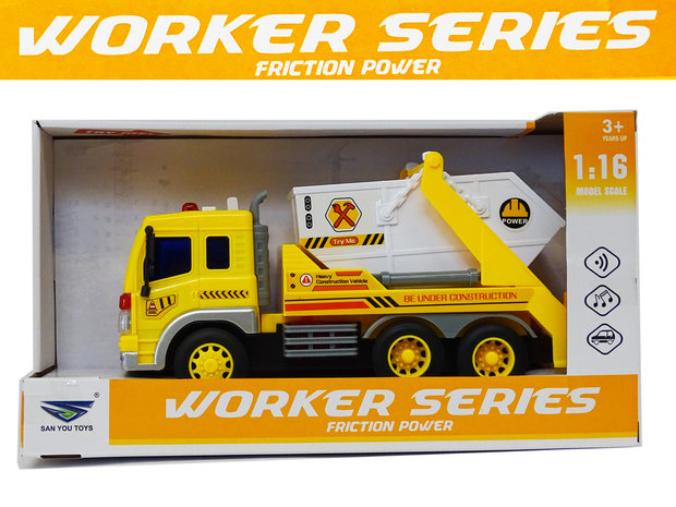 Vrachtwagen met laadbak-kiepbak - lichtjes en geluid -  werkvoertuig Workers Series (26cm) 