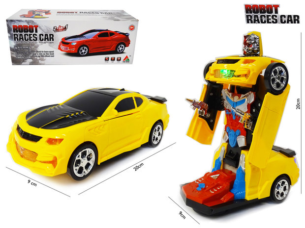 Transformer - Robot Race car - robot en auto 2in1 - met geluid en Led lichten - 20CM