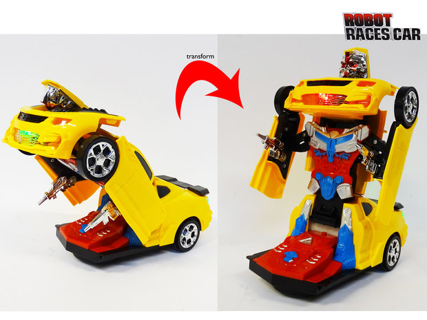 Transformer - Robot Race car - robot en auto 2in1 - met geluid en Led lichten - 20CM