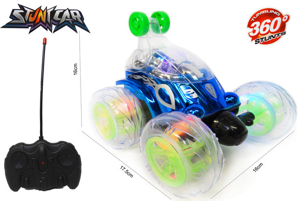Rc stunt car - Acrobatische afstand bestuurbaar auto met 360&ordm; draaiende wielen - Oplaadbaar 17.5CM D