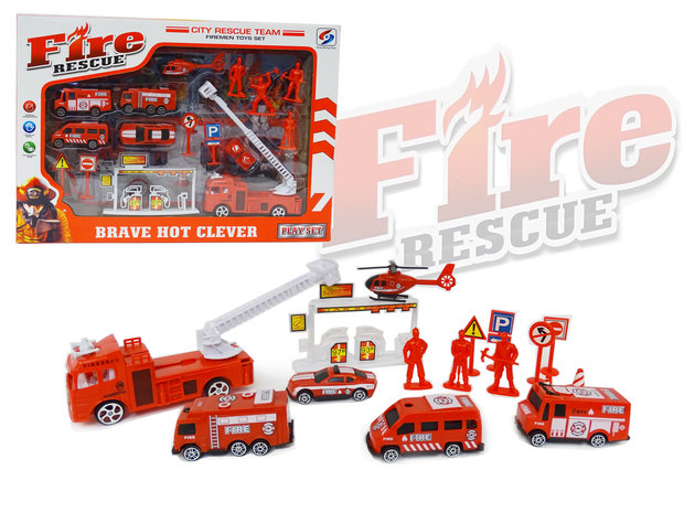 Brandweer speelfiguren set - Fire Rescue - speelgoed Brandweer set 15 stuks