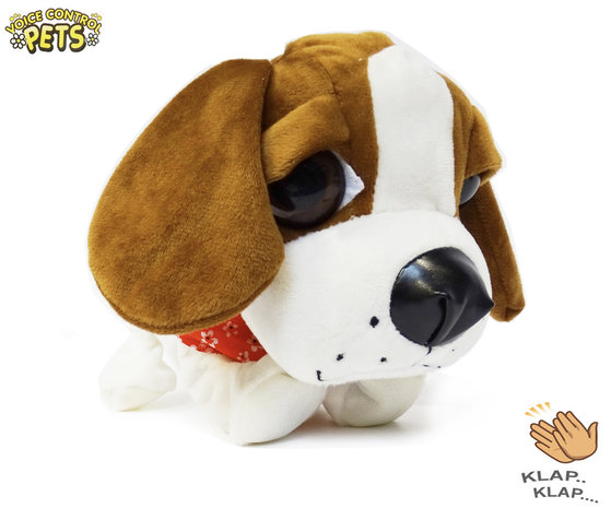 Blaffende speelgoed hondje - Met 7 verschillende kunstjes op geluid/aanraken - Voice Control Pets clap dog- 29CM