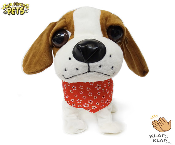 Blaffende speelgoed hondje - Met 7 verschillende kunstjes op geluid/aanraken - Voice Control Pets clap dog- 29CM