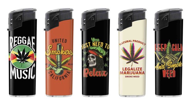 Unilite klik aanstekers - Cannabis - electronic lighters - navulbaar Tray (50stuks)