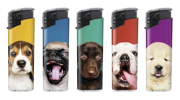 Unilite klik aanstekers - Puppy - electronic lighters - navulbaar Tray (50stuks)