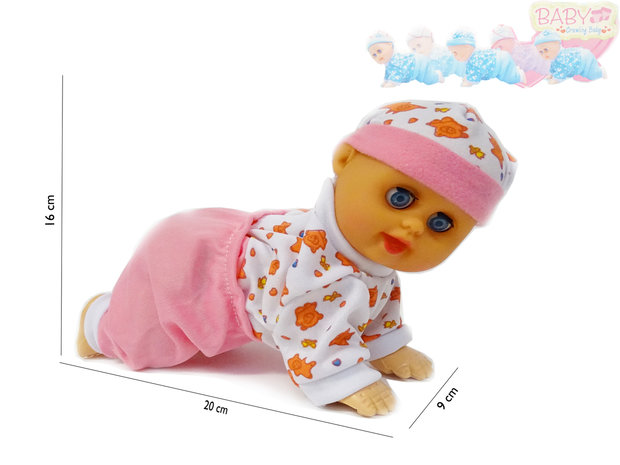 Crawling Baby - kruip baby pop speelgoed - met geluid (32cm)