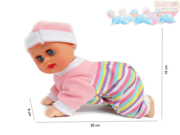 Crawling Baby - kruip baby pop speelgoed - met geluid (32cm)