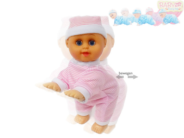 Crawling Baby - kruip baby pop speelgoed - met geluid (32cm)