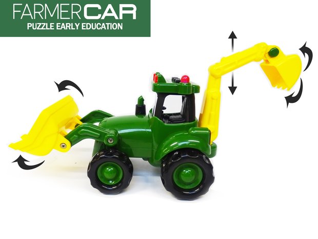 Tractor met frontlader en graafmachine - Geluid en lichtjes ( 40CM) 