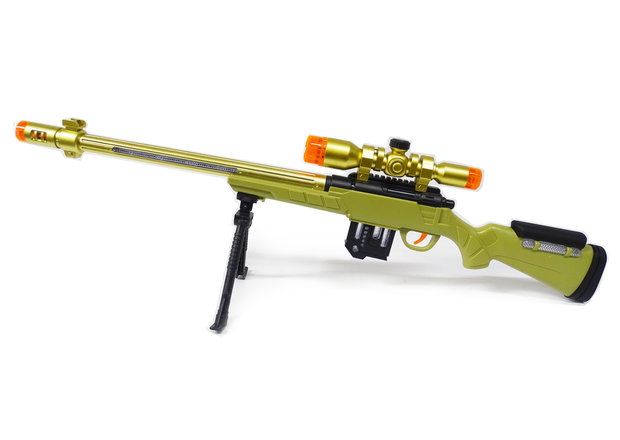 Sniper Rifle geweer met led lichtjes, trilling en schietgeluiden 75CM