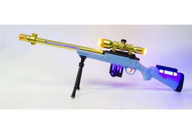 Sniper Rifle geweer met led lichtjes, trilling en schietgeluiden 75CM