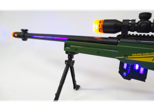 Sniper Rifle AWM geweer met led lichtjes, trilling en schietgeluiden 74.5 CM