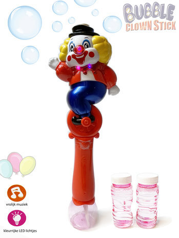 Bellenblaas staaf - clowns ontwerp - schiet bellen uit - vrolijk muziek en led licht - Bubble Clown Stick 32CM 