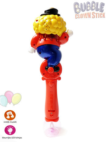 Bellenblaas staaf - clowns ontwerp - schiet bellen uit - vrolijk muziek en led licht - Bubble Clown Stick 32CM 