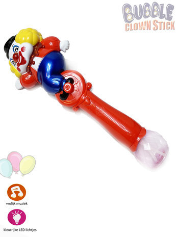 Bellenblaas staaf - clowns ontwerp - schiet bellen uit - vrolijk muziek en led licht - Bubble Clown Stick 32CM 