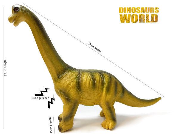 Diplodocus&nbsp; + T-Rex&nbsp; Dinosaurus speelgoed zacht rubber - maakt dino geluiden - Dinoworld&nbsp;- 