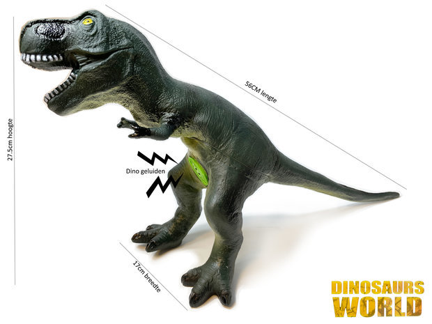 Dinosaur T-rex Toy 56 Cm - Soft Rubber - Makes Dino Sounds