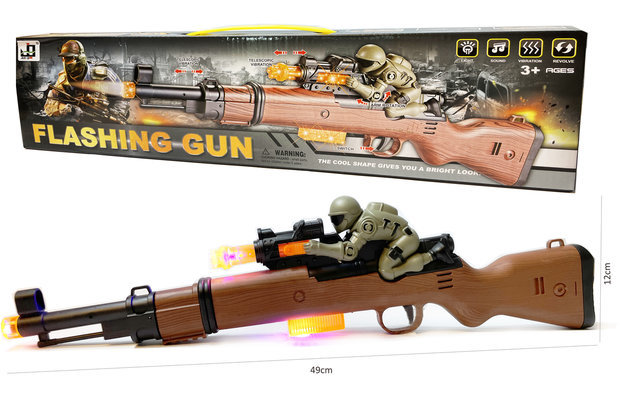 Flashing gun shotgun speelgoed jachtgeweer - Olympia - met licht - tril functie en schietgeluiden - 49CM