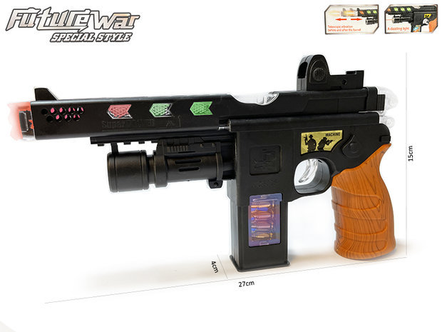 Speelgoed machine pistool met licht, schiet geluid, vibratie -Kiparis Future War - 27CM