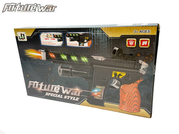 Speelgoed machine pistool met licht, schiet geluid, vibratie -Kiparis Future War - 27CM