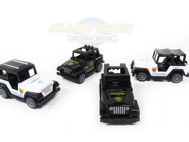 Model auto&#039;s 4 stuks in pak- Die Cast Metal Cars - Metaal mini auto&#039;s - Alloy Toys - speelgoed politie mini  jeeps