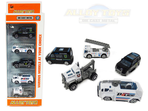 Model auto&#039;s 5 stuks - Die Cast Metal Cars - Metaal mini auto&#039;s - Alloy Toys - speelgoed mini politie voertuigen