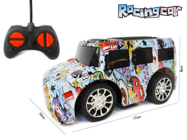 RC Racing Car - 3D LED Flash light - radio grafisch bestuurbaar auto 1:20 - 17CM 