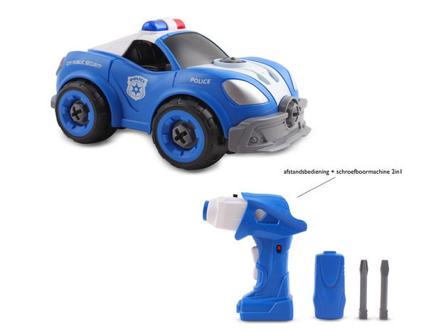 RC politie speelgoed bouwset 22 stuks - 4in1 - afstandsbediening en schroefboormachine - Police City DIY Series