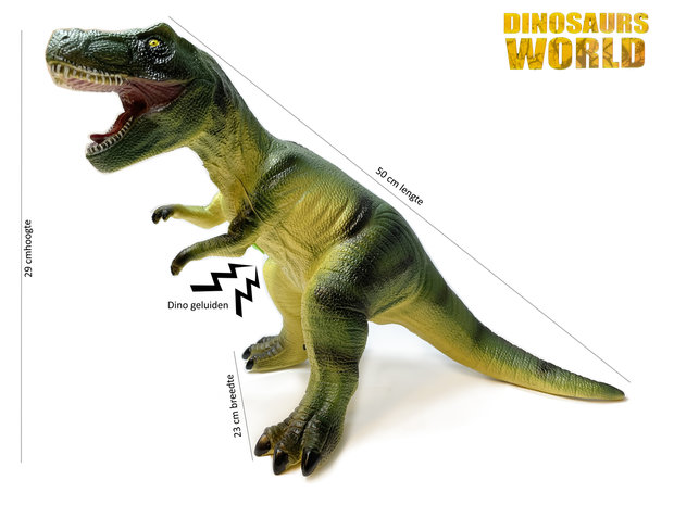 Diplodocus&nbsp; + T-Rex&nbsp; Dinosaurus speelgoed zacht rubber - maakt dino geluiden - Dinoworld&nbsp;- 