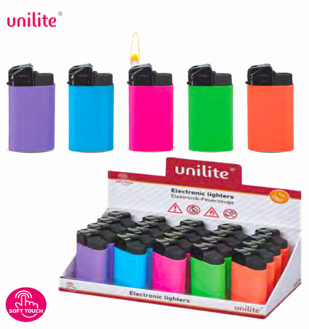 Unilite klik aanstekers - navulbaar - 20 stuks in een display - 5 ass. soft color 