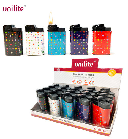 Unilite klik aanstekers - navulbaar - 20 stuks in een display - Stars