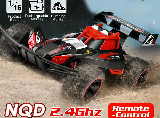 RC Buggy - 2.4GHZ radio grafisch bestuurbare auto 12km/u - 1:16 - oplaadbaar 2x accu